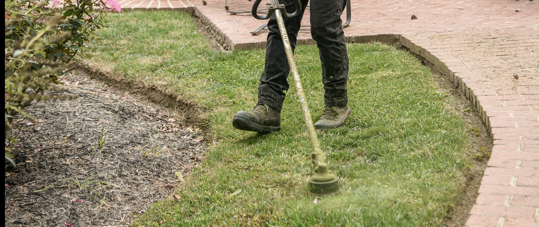 Close-up edging along walkway
